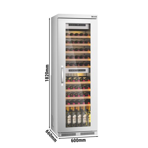 Commercial Wine Fridge - Stainless Steel - Dual Zone - 100L - max. 72 bottles