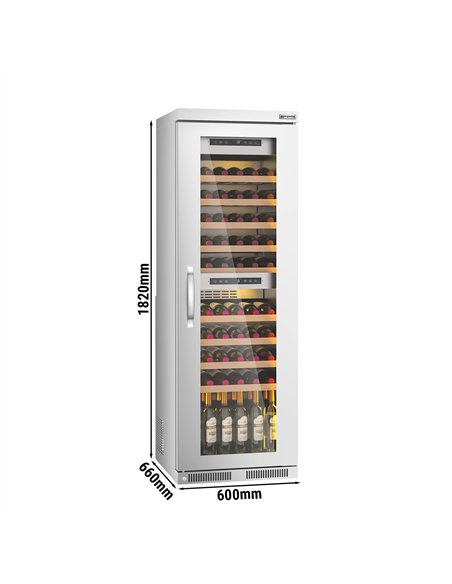 Commercial Wine Fridge - Stainless Steel - Dual Zone - 100L - max. 72 bottles