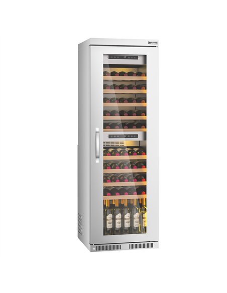 Commercial Wine Fridge - Stainless Steel - Dual Zone - 100L - max. 72 bottles