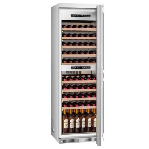 Commercial Wine Fridge - Stainless Steel - Dual Zone - 100L - max. 72 bottles
