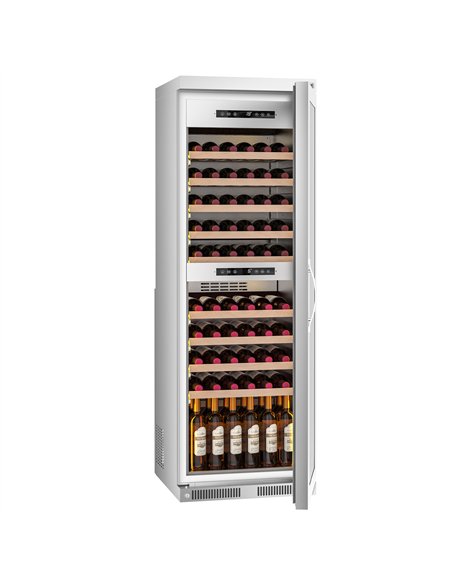 Commercial Wine Fridge - Stainless Steel - Dual Zone - 100L - max. 72 bottles