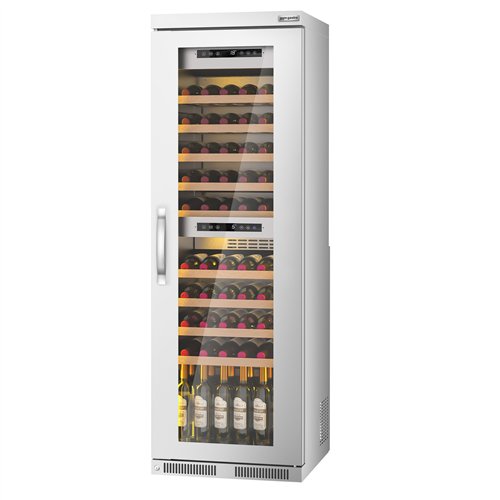 Commercial Wine Fridge - Stainless Steel - Dual Zone - 100L - max. 72 bottles
