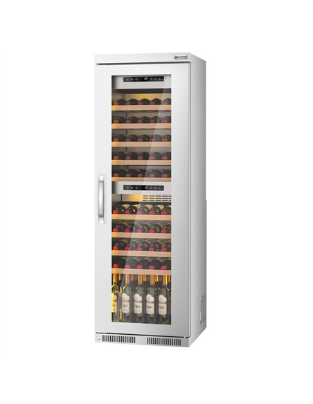 Commercial Wine Fridge - Stainless Steel - Dual Zone - 100L - max. 72 bottles