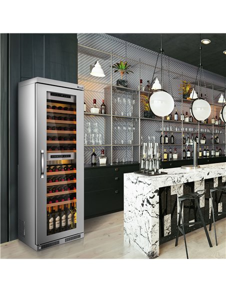 Commercial Wine Fridge - Stainless Steel - Dual Zone - 100L - max. 72 bottles