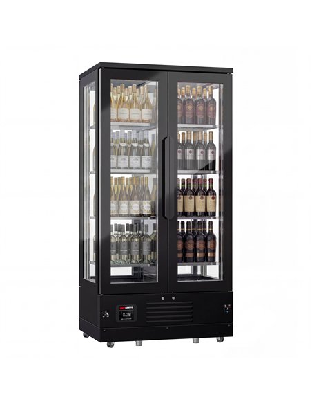 Panoramic Commercial Wine Fridge - Stainless Steel - Single Zone - 450L - max. 128 bottles