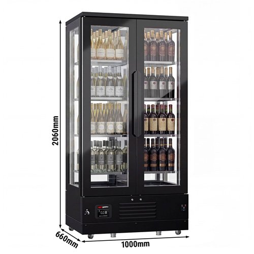 Panoramic Commercial Wine Fridge - Stainless Steel - Single Zone - 450L - max. 128 bottles