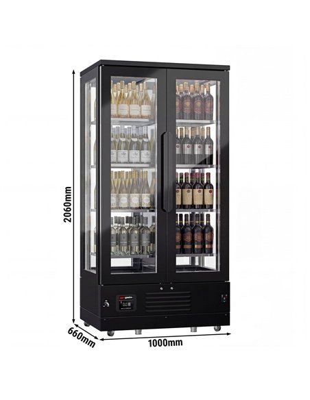 Panoramic Commercial Wine Fridge - Stainless Steel - Single Zone - 450L - max. 128 bottles