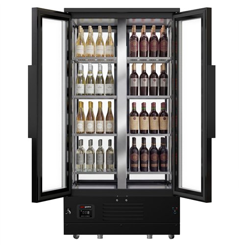 Panoramic Commercial Wine Fridge - Stainless Steel - Single Zone - 450L - max. 128 bottles