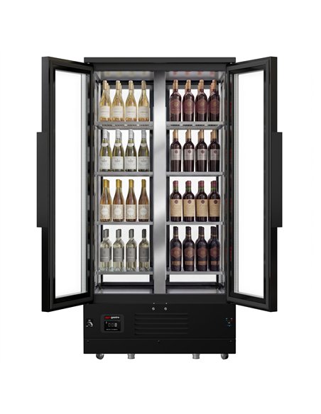 Panoramic Commercial Wine Fridge - Stainless Steel - Single Zone - 450L - max. 128 bottles