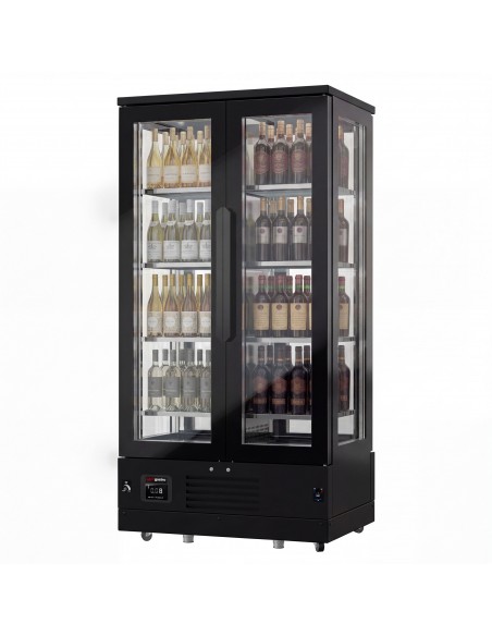 Panoramic Commercial Wine Fridge - Stainless Steel - Single Zone - 450L - max. 128 bottles