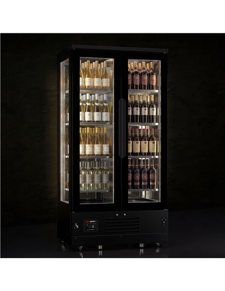 Panoramic Commercial Wine Fridge - Stainless Steel - Single Zone - 450L - max. 128 bottles