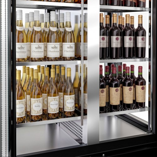Panoramic Commercial Wine Fridge - Stainless Steel - Single Zone - 450L - max. 128 bottles