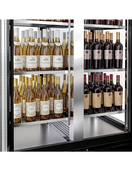 Panoramic Commercial Wine Fridge - Stainless Steel - Single Zone - 450L - max. 128 bottles