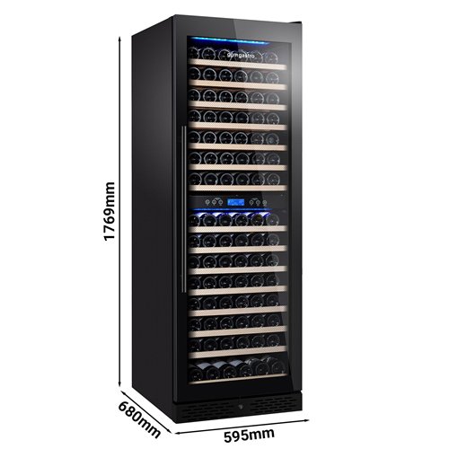 Commercial Wine Fridge - Stainless Steel - Freestanding - Dual Zone - 450L - max. 160 bottles - For UK