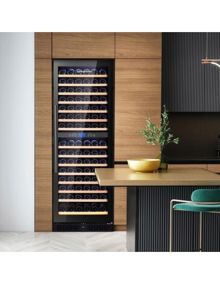 Commercial Wine Fridge - Stainless Steel - Freestanding - Dual Zone - 450L - max. 160 bottles - For UK