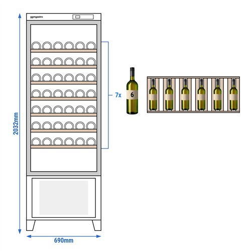 Commercial Wine Fridge - Pine Door - Freestanding - Single Zone - 265L - max. 42 bottles