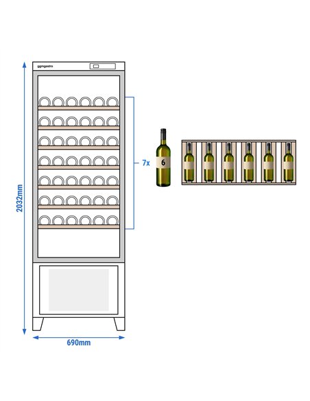 Commercial Wine Fridge - Pine Door - Freestanding - Single Zone - 265L - max. 42 bottles