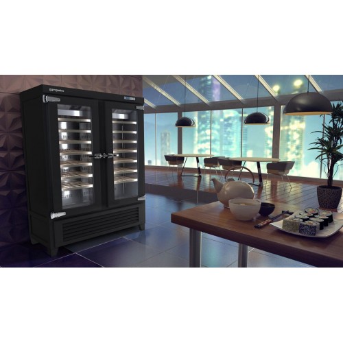 Commercial Wine Fridge - Black - Freestanding - Single Zone - 640L - max. 84 bottles