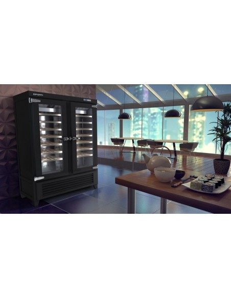 Commercial Wine Fridge - Black - Freestanding - Single Zone - 640L - max. 84 bottles