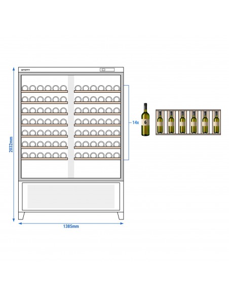 Commercial Wine Fridge - Black - Freestanding - Single Zone - 640L - max. 84 bottles
