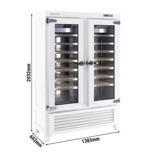 Commercial Wine Fridge - Pine Wood & Glass Doors - Freestanding - Single Zone - 640L - max. 84 bottles