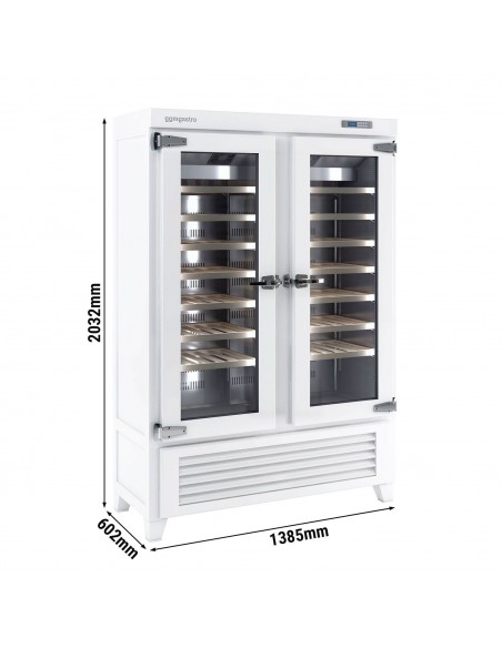 Commercial Wine Fridge - Pine Wood & Glass Doors - Freestanding - Single Zone - 640L - max. 84 bottles