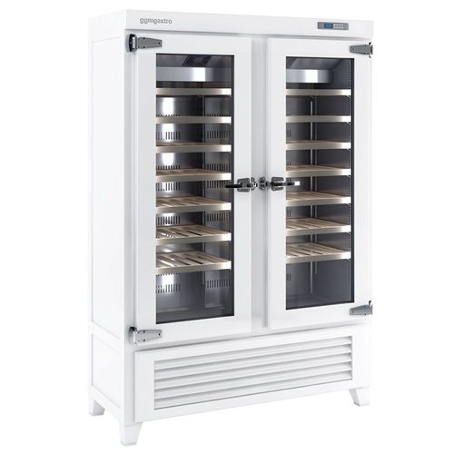 Commercial Wine Fridge - Pine Wood & Glass Doors - Freestanding - Single Zone - 640L - max. 84 bottles
