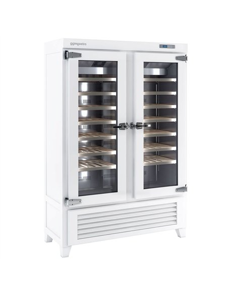 Commercial Wine Fridge - Pine Wood & Glass Doors - Freestanding - Single Zone - 640L - max. 84 bottles
