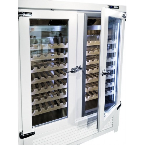 Commercial Wine Fridge - Pine Wood & Glass Doors - Freestanding - Single Zone - 640L - max. 84 bottles