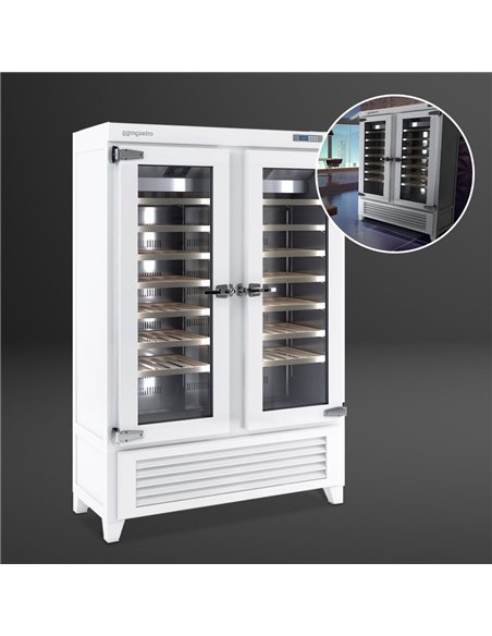 Commercial Wine Fridge - Pine Wood & Glass Doors - Freestanding - Single Zone - 640L - max. 84 bottles