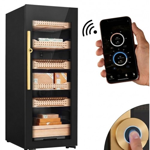 Pro Electric Cigar Humidor Cabinet – 200ltr – Up to 1200 Cigars – WiFi & Fingerprint Lock, constant humidity