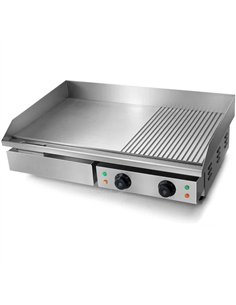 Professional Griddle Electric 728x400mm 4.4kW 2 zones Smooth/Ribbed | Stalwart DA-EGDMX2