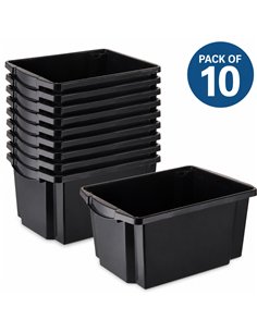 Pack of 10 Plastic Storage Box 25 litre 470x330x225mm Polypropylene | Stalwart DA-C1025