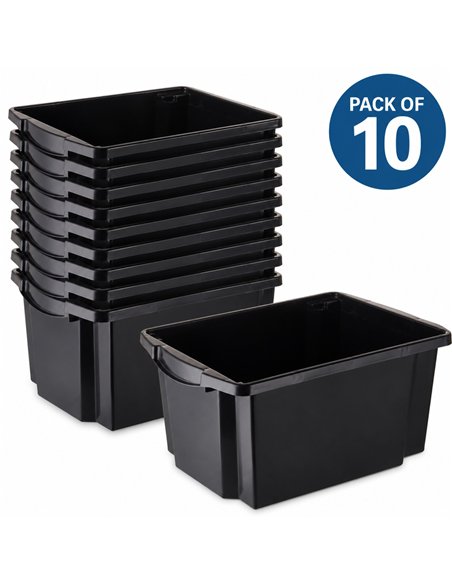Pack of 10 Plastic Storage Box 25 litre 470x330x225mm Polypropylene | Stalwart DA-C1025