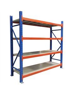 Long Span Warehouse Racking 2400x900x2400mm 4 Shelves 500kg Capacity | Stalwart DA-FUJI434