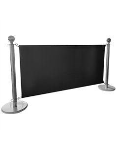 Commercial Queue Barrier Set with 2 Silver Ball Top Posts and Black Canvas Panel | Stalwart DA-BBP02ACB