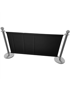 Commercial Queue Barrier Set with 2 Silver Ball Top Posts and Black Canvas Panel | Stalwart DA-BBP02ACB 2