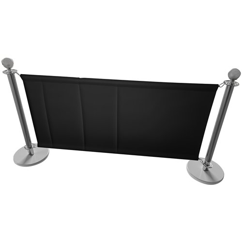 Commercial Queue Barrier Set with 2 Silver Ball Top Posts and Black Canvas Panel | Stalwart DA-BBP02ACB
