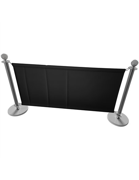 Commercial Queue Barrier Set with 2 Silver Ball Top Posts and Black Canvas Panel | Stalwart DA-BBP02ACB