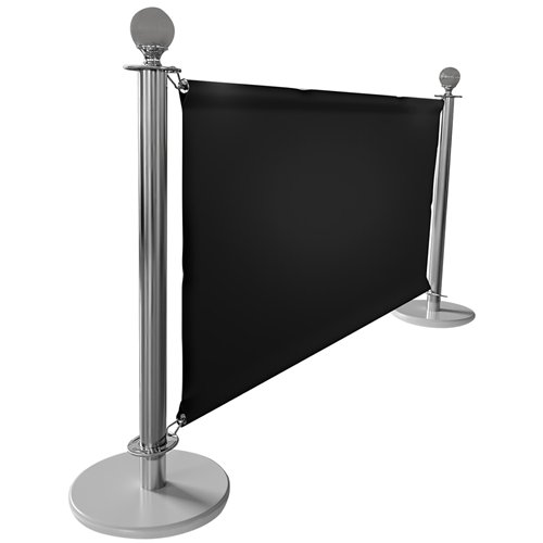 Commercial Queue Barrier Set with 2 Silver Ball Top Posts and Black Canvas Panel | Stalwart DA-BBP02ACB