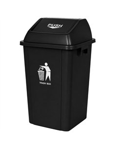 Commercial Push Lid Waste Bin 120L Black Polypropylene 560 x 475 x 890mm | Stalwart DA-XDL120B6BLACK