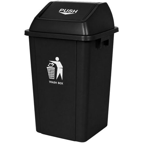 Commercial Push Lid Waste Bin 120L Black Polypropylene 560 x 475 x 890mm | Stalwart DA-XDL120B6BLACK