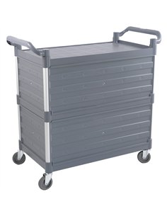 Commercial 3 Tier Utility Cart with 3 Side Panels Large Grey 1010 x 500 x 980mm | Stalwart DA-HZMCC506 2