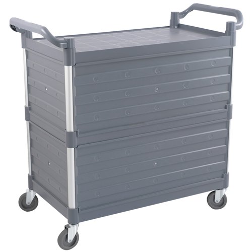 Commercial 3 Tier Utility Cart with 3 Side Panels Large Grey 1010 x 500 x 980mm | Stalwart DA-HZMCC506