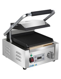 Commercial Single Contact Panini Grill 1800W Ribbed Top &amp Bottom Plates Digital Timer | Stalwart DA-CU600