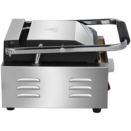 Commercial Single Contact Panini Grill 1800W Ribbed Top &amp Bottom Plates Digital Timer | Stalwart DA-CU600