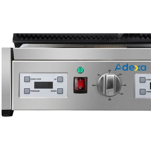 Commercial Double Contact Panini Grill 3600W Ribbed Top &amp Bottom Plates Digital Timer | Stalwart DA-CU613