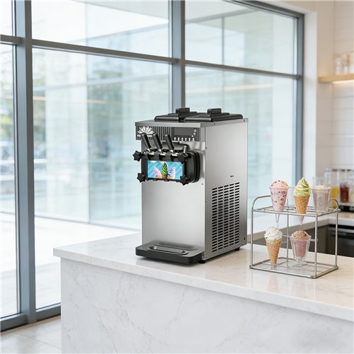 Commercial Countertop Soft Serve Ice Cream Machine 18-20L/H 1300W R290 Twin Flavour | Stalwart DA-ZBBQL128