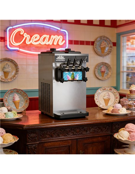 Commercial Countertop Soft Serve Ice Cream Machine 18-20L/H 1300W R290 Twin Flavour | Stalwart DA-ZBBQL128