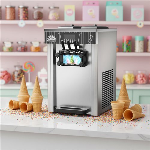Commercial Upright Soft Serve Ice Cream Machine 18-20L/H 1300W R290 Twin Flavour | Stalwart DA-ZBBQL168